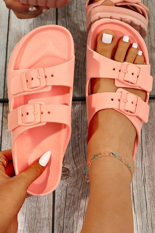 Pale Chestnut Double buckle EVA Slippers
