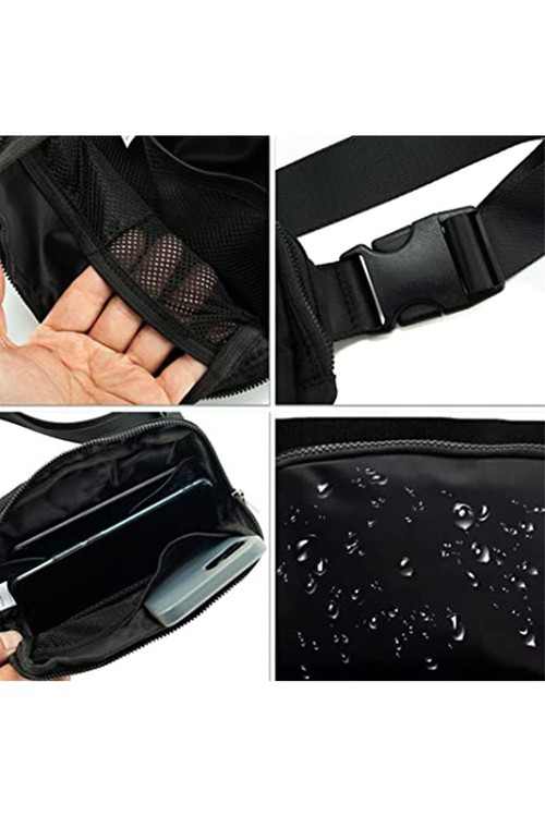 Black Waterproof Zipped Crossbody Chest Bag 20 5 14cm