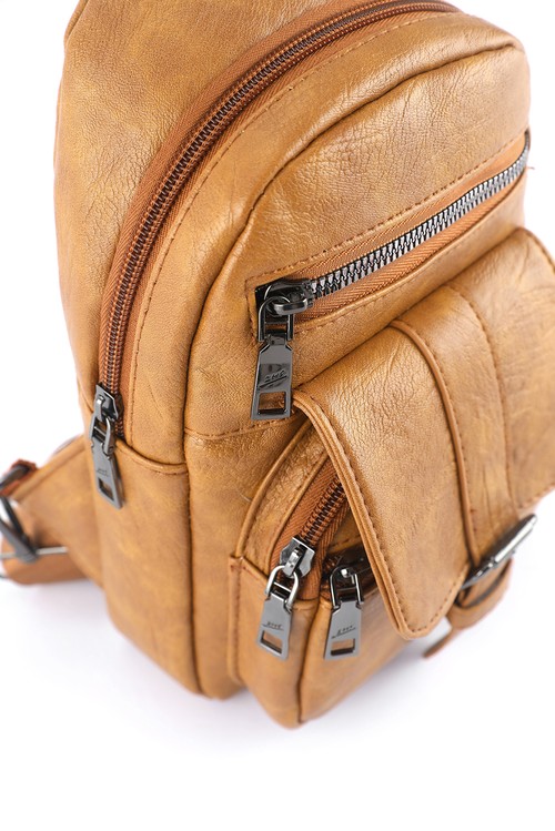 Khaki Vintage Multi Pockets Sling Bag